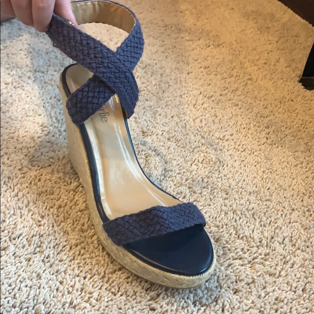 Strappy Navy Wedges
